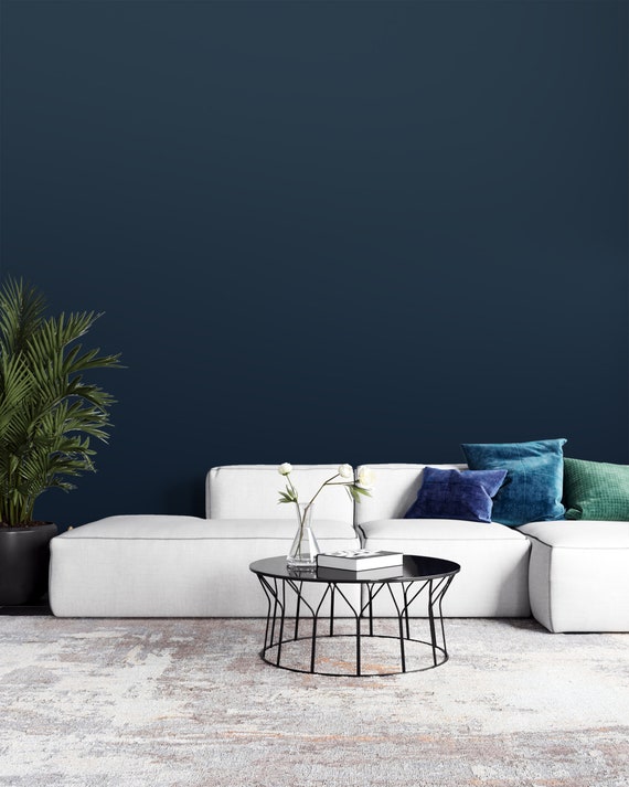 Peel and Stick Wallpaper Navy Blue Color Gradient Ombre Etsy