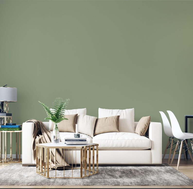 Peel and Stick Wallpaper Soft Green Solid Color Home Decor Etsy UK