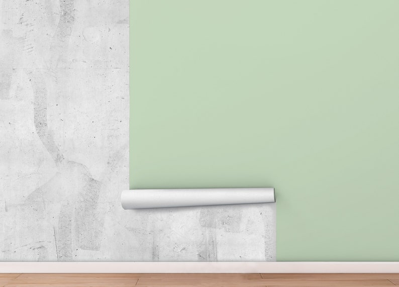 Peel And Stick Wallpaper Soft Green solid color Home Decor | Etsy