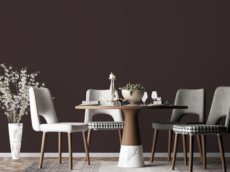 Peel And Stick Wallpaper Dark Brown solid color Home Decor | Etsy