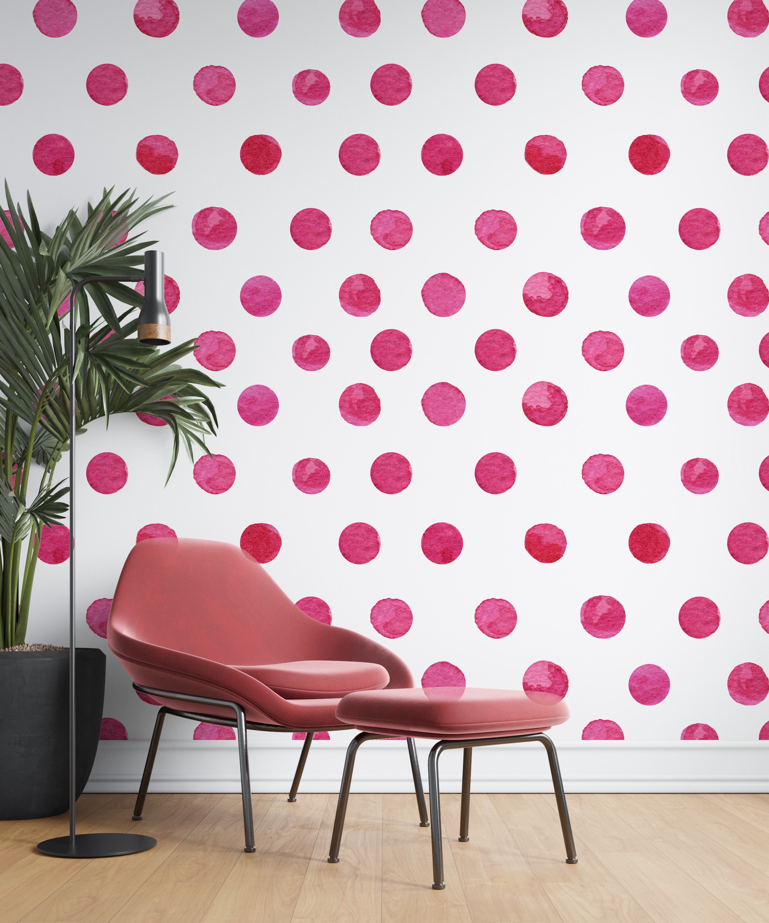 Pink Polka Dot Wallpaper Peel and Stick Wallpaper Removable | Etsy