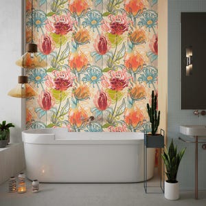 Papier peint floral - Grand papier peint de fleurs sauvages adhésives pour une décoration facile et des intérieurs rafraîchissants