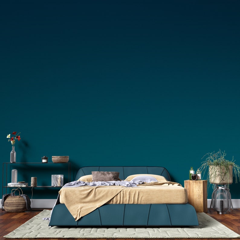 Peel and Stick Wallpaper Teal Color Gradient Teal Ombre - Etsy