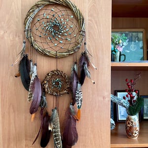 Natural Willow Dreamcatcher with Feathers and Stones, Handmade Spiritual Wall Decor, Ethnic Home Ornament, Unique Gift for Him and Her