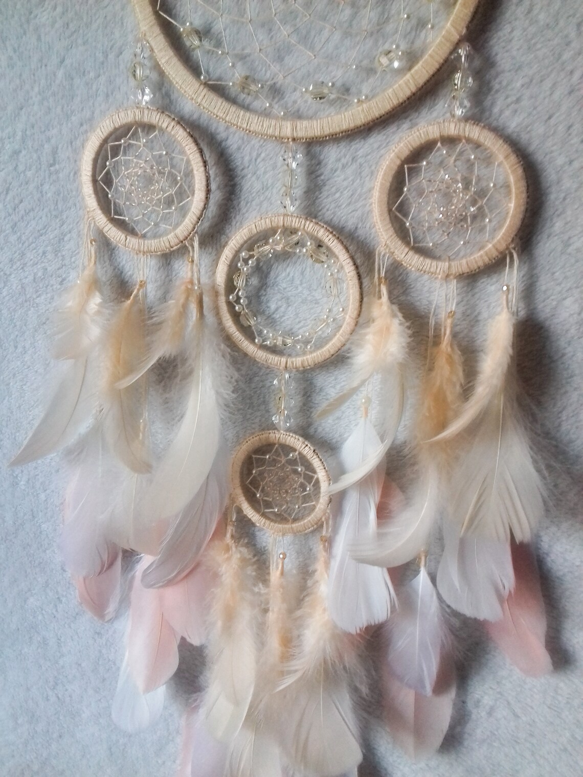 Cream Dream Catcher With Crystals. Big Dream Catcher Wall Etsy