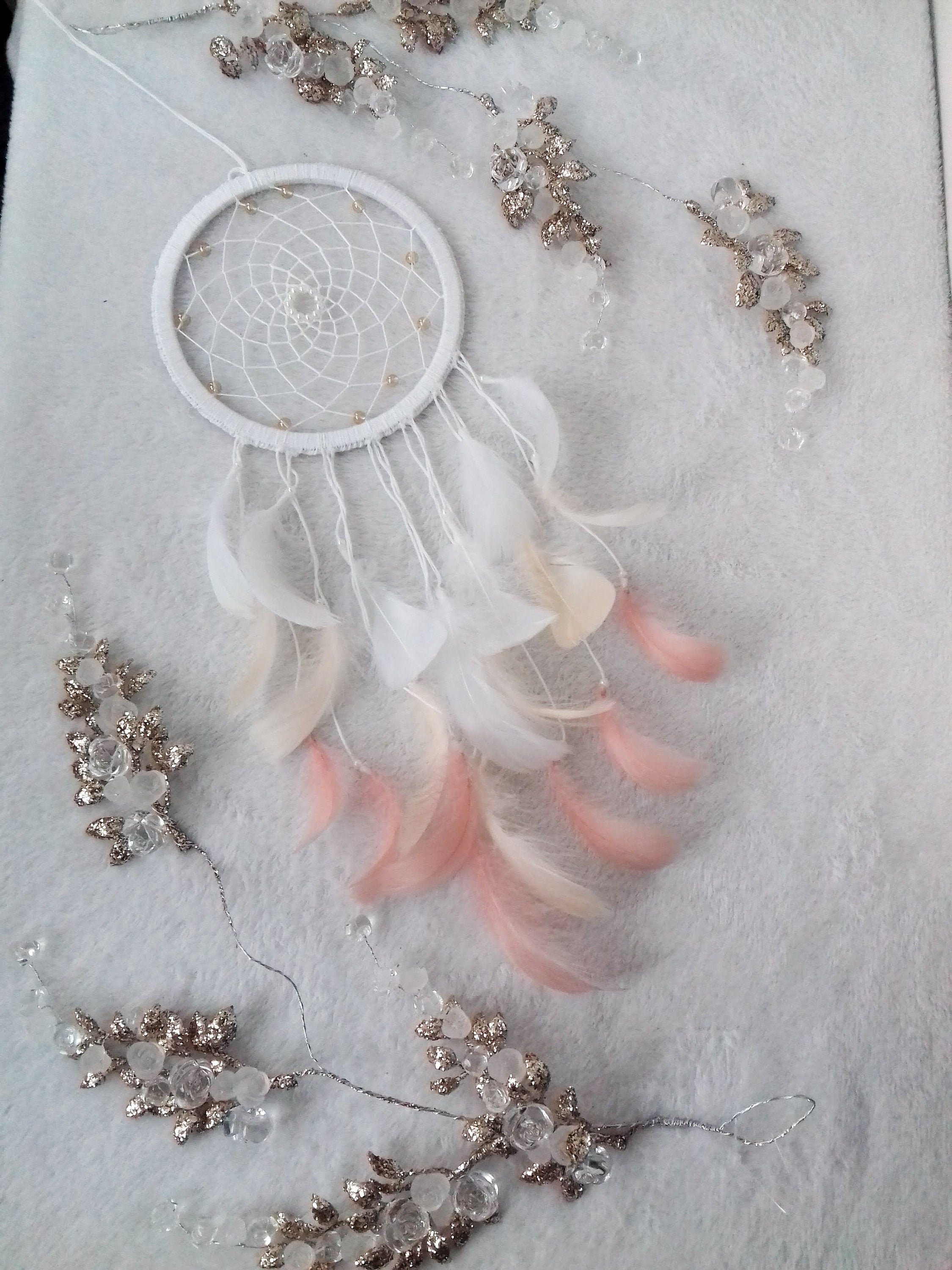 Pastel dream catcher. White dream catcher wall hanging. Etsy