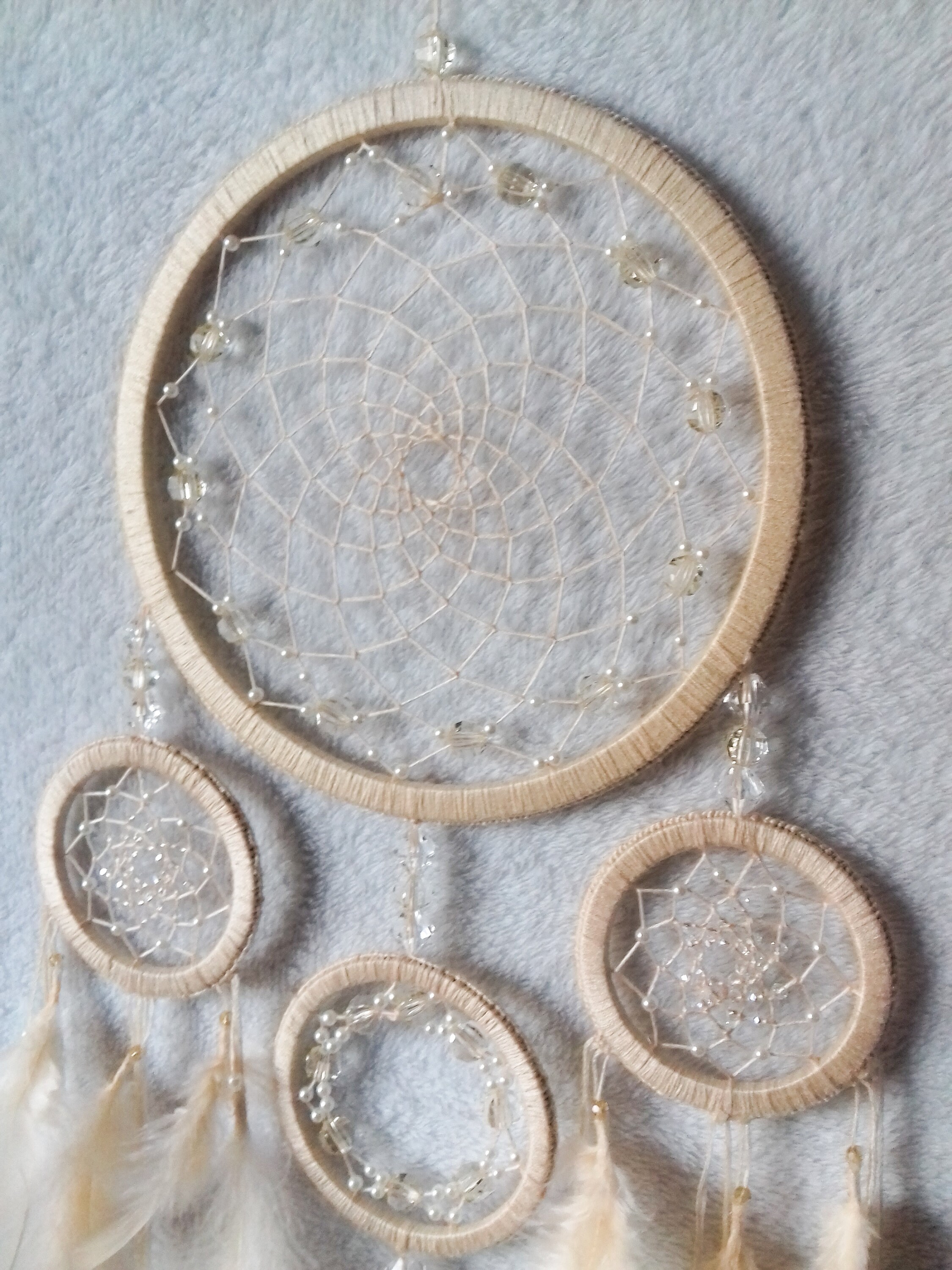 Cream Dream Catcher With Crystals. Big Dream Catcher Wall Etsy