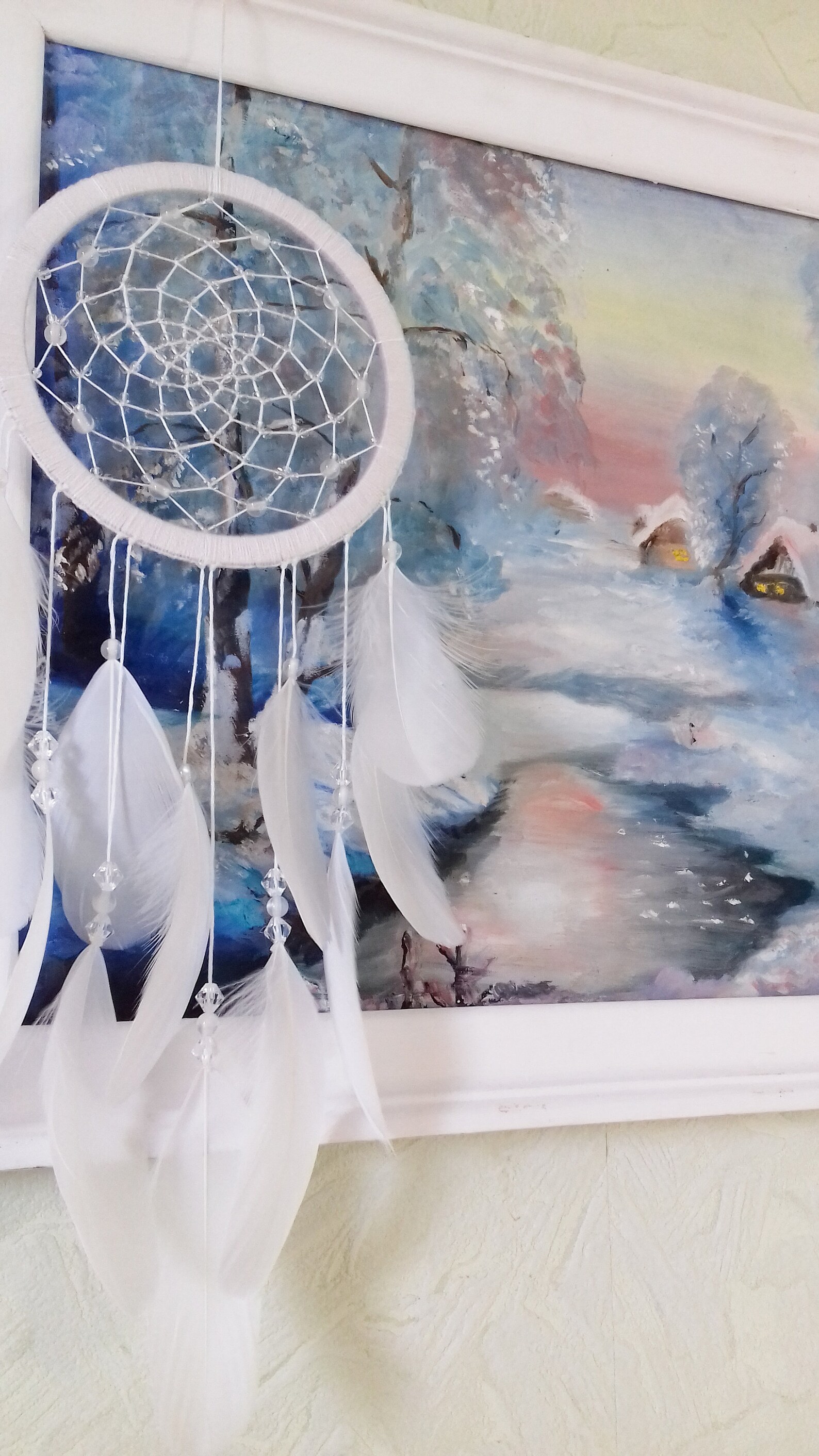 Traditional Dream Catcher White Dream Catcher Wall Hanging Etsy