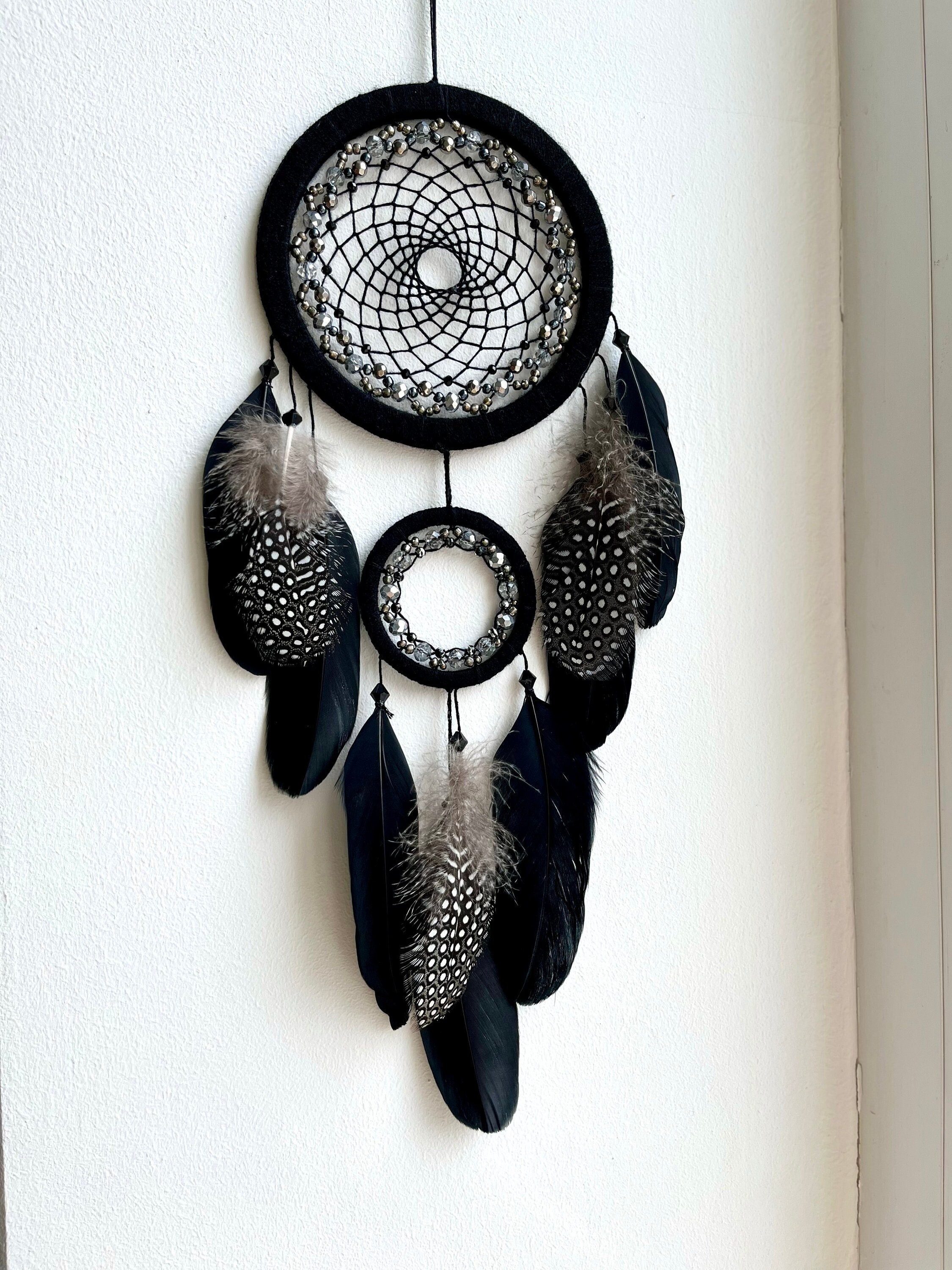Black Dreamcatcher With Crystals, Real Dream Catcher, Not