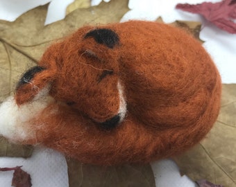 Sleeping Fox Handmade Needle Felted