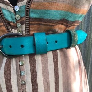 Herren Damen Gürtel Aus teal Leder Boho Style