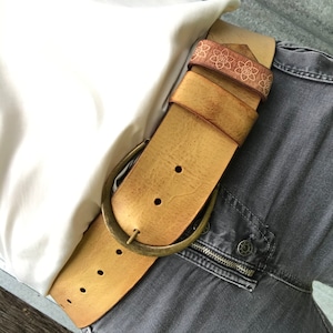 Damen Gold Leder Boho Style Breiter Hüftgürtel