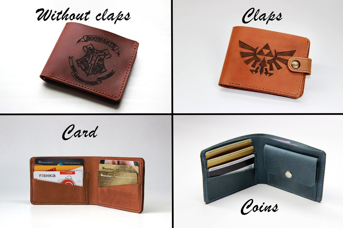 Surfing leather bifold engraved wallet / Gift for Surfer / Etsy