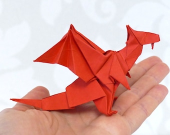 Handmade Red Paper Origami Dragon