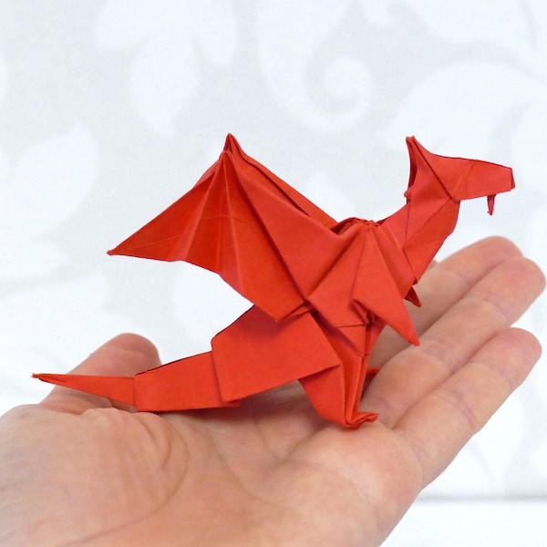 Handmade Red Paper Origami Dragon