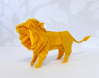 León de origami hecho a mano, león de origami de papel hecho a mano, el mejor regalo para él