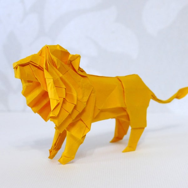 Lion en origami fait à la main, Lion en origami en papier fait à la main, meilleur cadeau pour lui