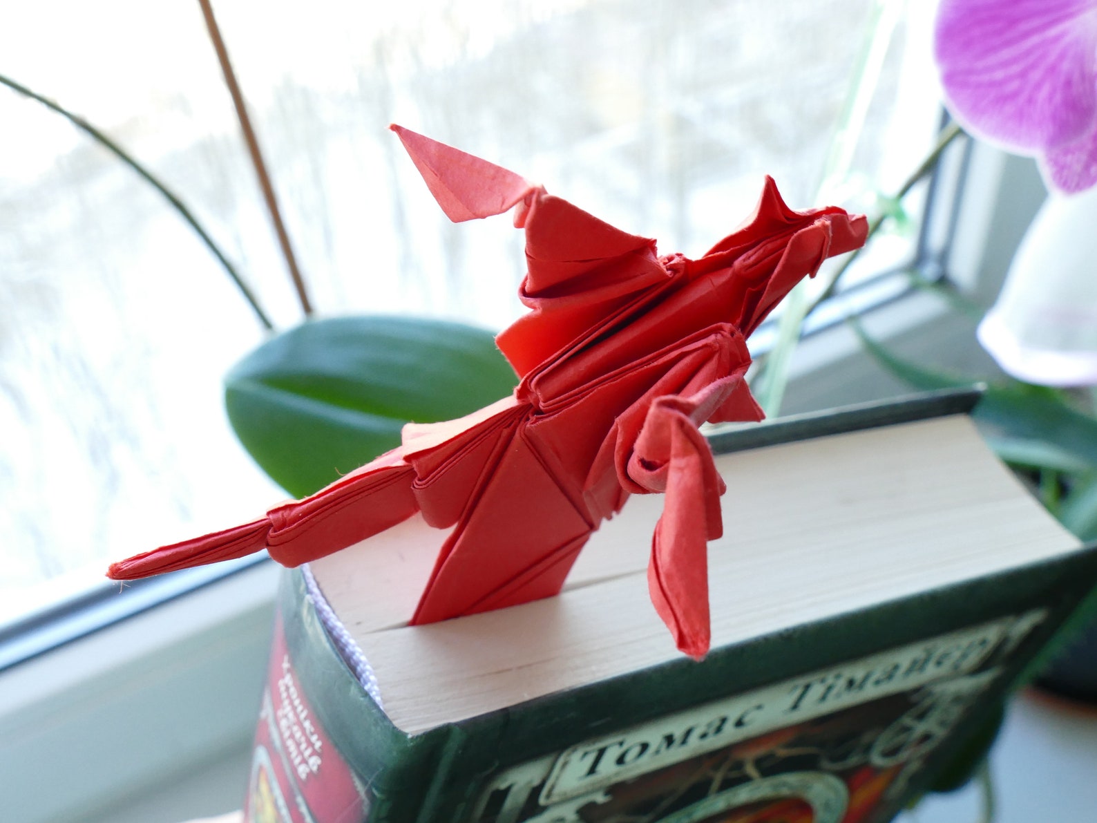 Bookmark Paper Origami Dragon Red Paper Bookmark Dragon | Etsy
