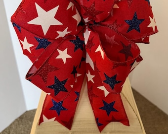 Patriotic Bow, wreath bow, replacement bow, lantern bow, swag bow, handmade bow, red white and blue bow, 4th of July bow, Memorial Day bow
