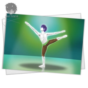 Carte de ballet elfe, cartes de voeux vierges, (A5) orientation paysage, oeuvre d'art originale