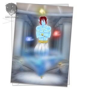 Tarjeta Genie of The Lamp, Tarjetas de felicitación en blanco, (A5) Orientación vertical, Arte original