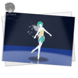 Balletfeekaart, blanco wenskaarten, (A5) liggend, originele kunst