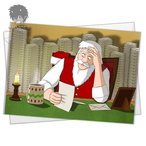 Tarjeta de cartas de Papá Noel, tarjetas de Navidad en blanco, (A5) Orientación horizontal, arte original