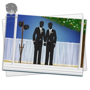 Biglietto B per coppia di finestra di matrimonio, biglietti d'auguri vuoti, (A5) orientamento orizzontale, arte originale