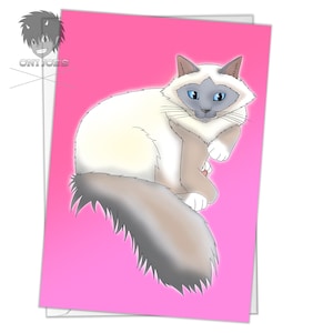 Tarjeta de niña birmana, tarjetas de felicitación en blanco, (A5) orientación vertical, arte original