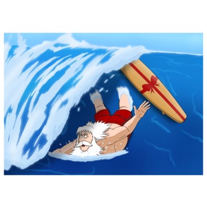 Santa&#39;s Wipeout Original Artwork, A3 And A4, Digital Artwork, Digital Download, Printable Wall Art