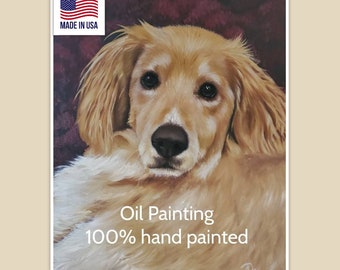 Custom pet portrait from photo100% Hand painted, Customized Artwork realistic pet portrait, Original oil painting,Shipping from USA