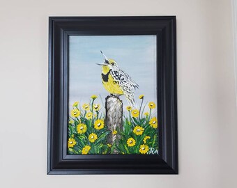 ヴィンテージ油絵 4x5インチ 花畑の少女 黄色 白 エリザベスサイン