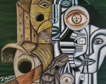 Surrealist painting, Contemporary art, Fine Art, "Evolution" is an Original oil painting on canvas by Ana Paula Martins