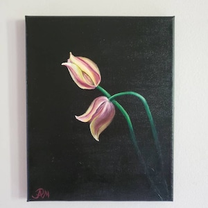 Original Ölgemälde auf Leinwandkunst, realistische Tulpenblumenmalerei