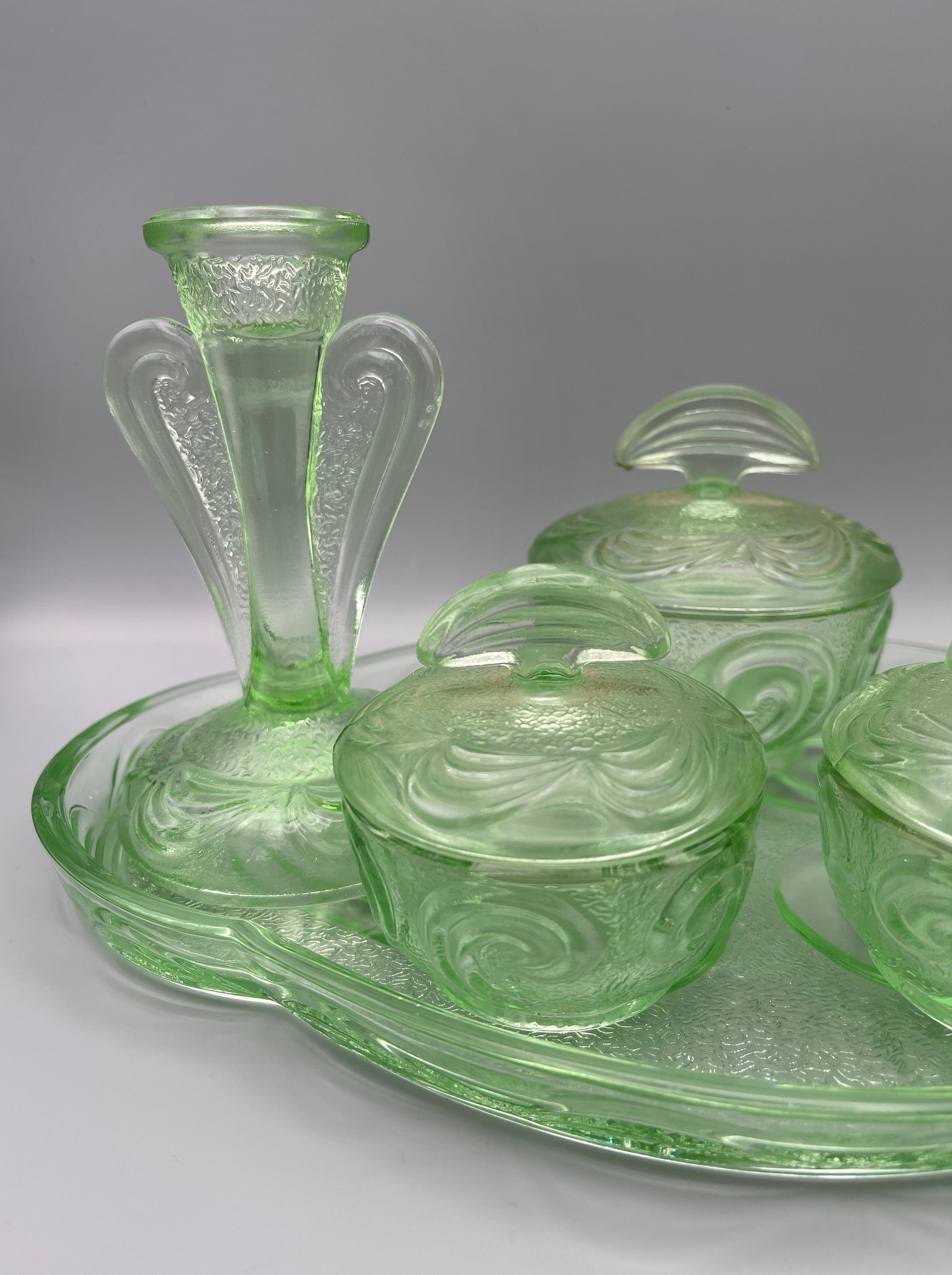 Green Vanity Tray Vanity Unit Vintage Green Vanity Candle Etsy