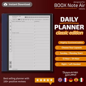 Pianificatore giornaliero per Boox Note Air Classic Edition, modelli per Boox Note Air