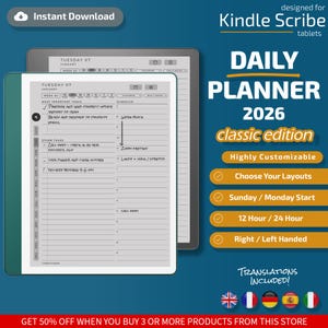 Planificador diario para Kindle Scribe Classic Edition, plantillas para Kindle Scribe