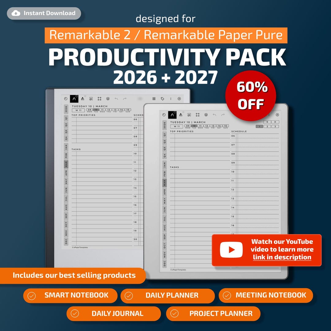 Templates for Remarkable 2 and Remarkable Paper Pure: Planner, Journal ...
