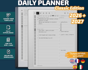 Daily Planner for Remarkable 2 Classic Edition, Templates for Remarkable 2