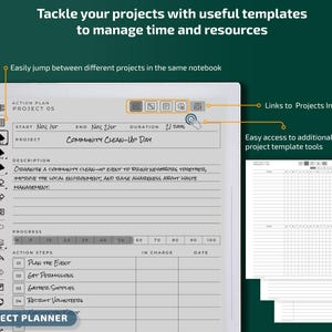 Sjablonen voor Supernote A5x-tablets, productiviteitspakket, planner, dagboek, vergaderingen, notitieboekje, projecten, pdf met hyperlink afbeelding 10