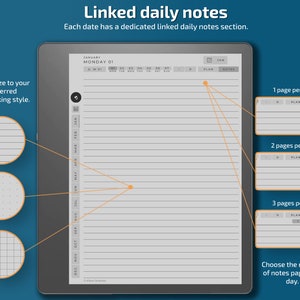 Kindle Scribe Daily Planner, 2024, 2025, kindle scribe templates, calendar, agenda, weekly image 4