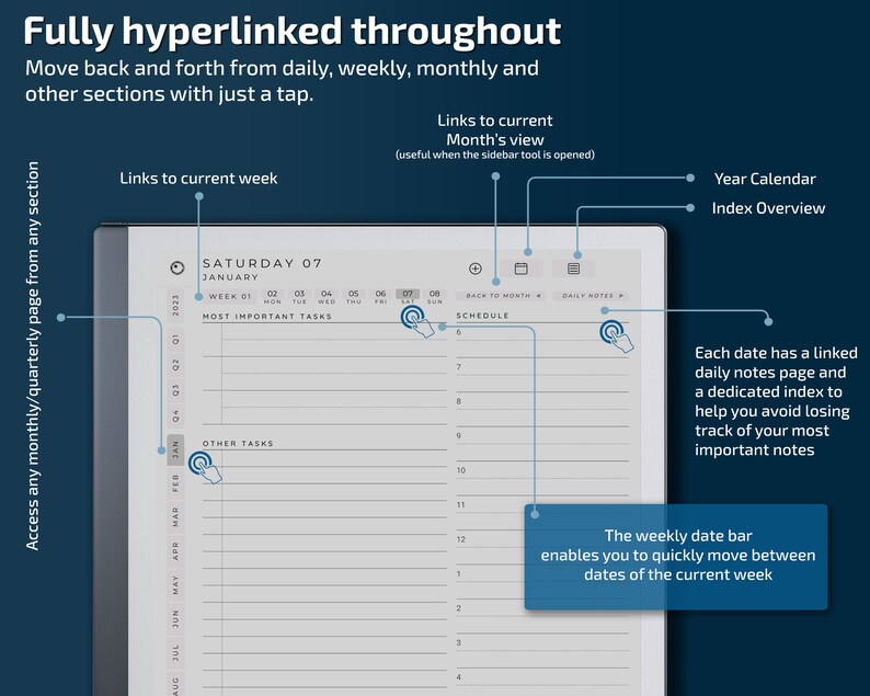 Remarkable 2 Daily Planner Standard Edition 2023 Remarkable Etsy