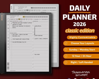 Daily Planner for Boox Note Air Classic Edition, Templates for Boox Note Air