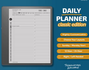Daily Planner for Kindle Scribe Classic Edition, Templates for Kindle Scribe