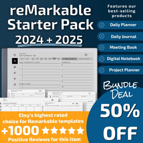 reMarkable 2 Starter Pack 2024, 2025 l Templates Bundle l Instant Download