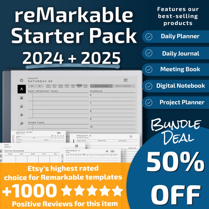 reMarkable 2 Starter Pack 2024, 2025 l Templates Bundle l Instant Download image 1