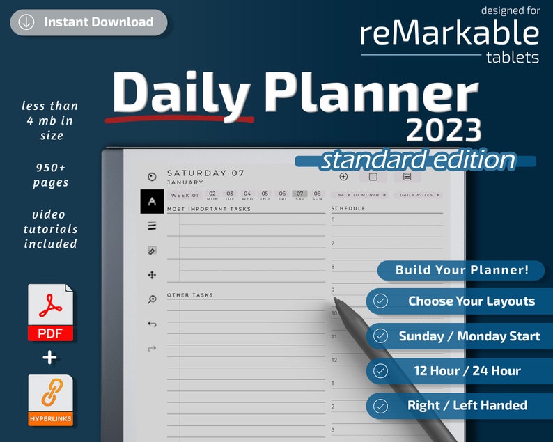 Remarkable 2 Daily Planner Standard Edition 2023 Remarkable Etsy