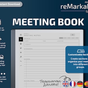 reMarkable 2 Templates l Meeting Book l Meeting Notes l Hyperlinked PDF