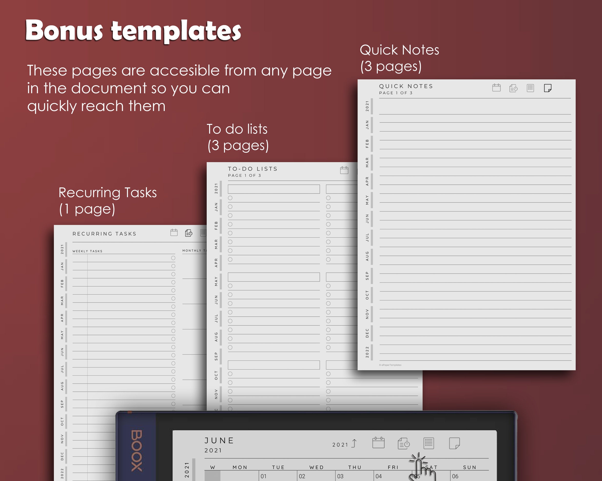 Boox Note Air Templates Digital Planner 2021 Instant Etsy