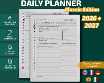 Daily Planner for Supernote A5X Classic Edition, Templates for Supernote A5X